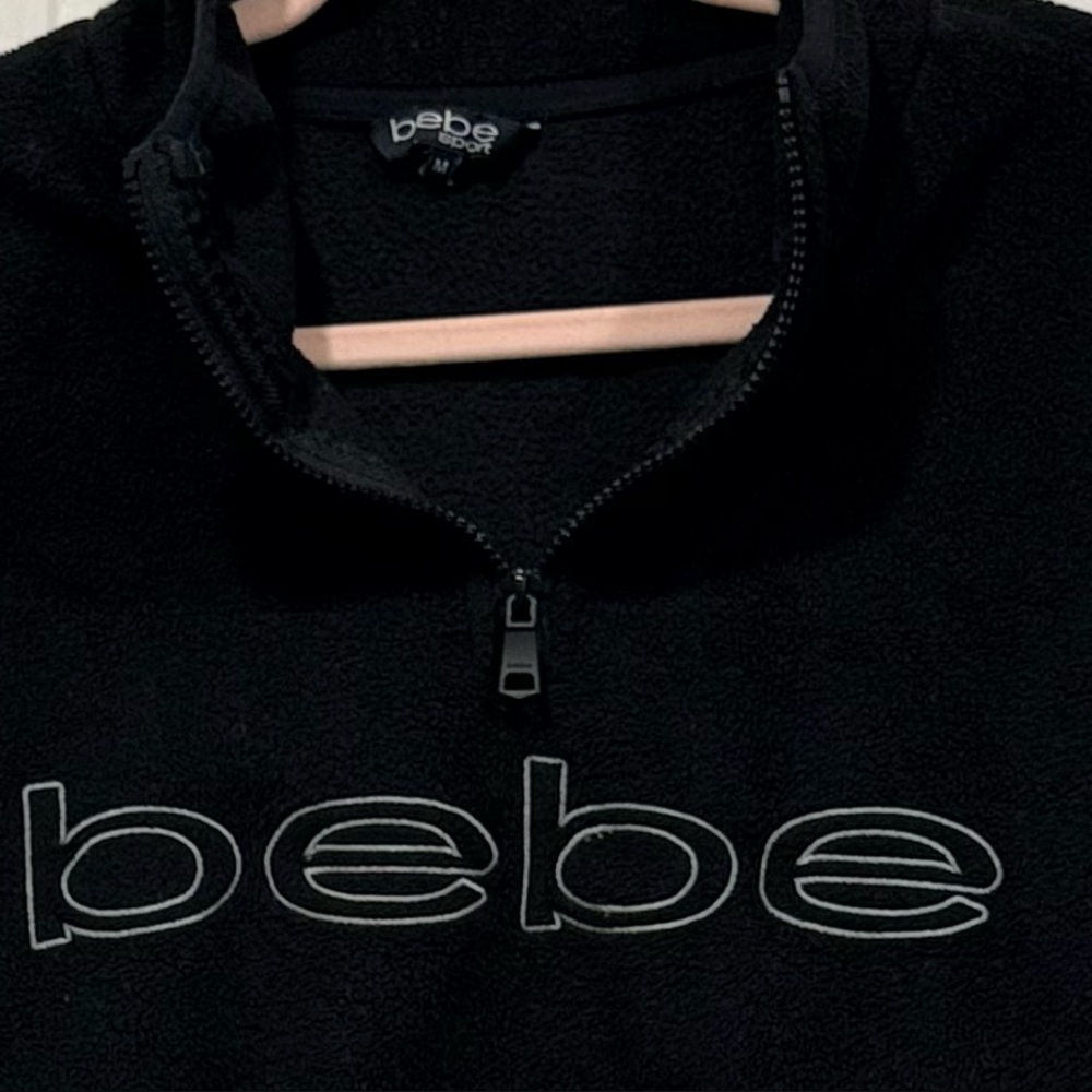 Bebe Black Logo Quarter-Zip Sweater size M - Picture 5 of 7